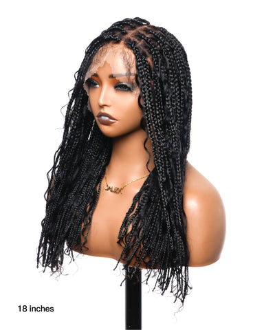 Pre Bleached Human Hair Lace Tangleless Swiss HD Lace Knotless Boho Box Braided Wig 88 Strands