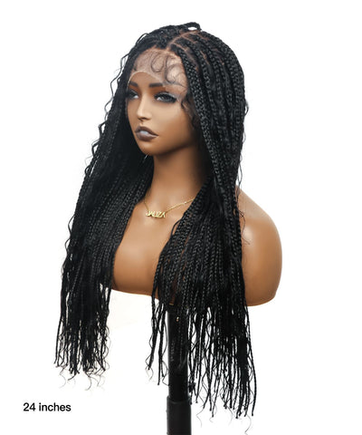 Pre Bleached Human Hair Lace Tangleless Swiss HD Lace Knotless Boho Box Braided Wig 88 Strands