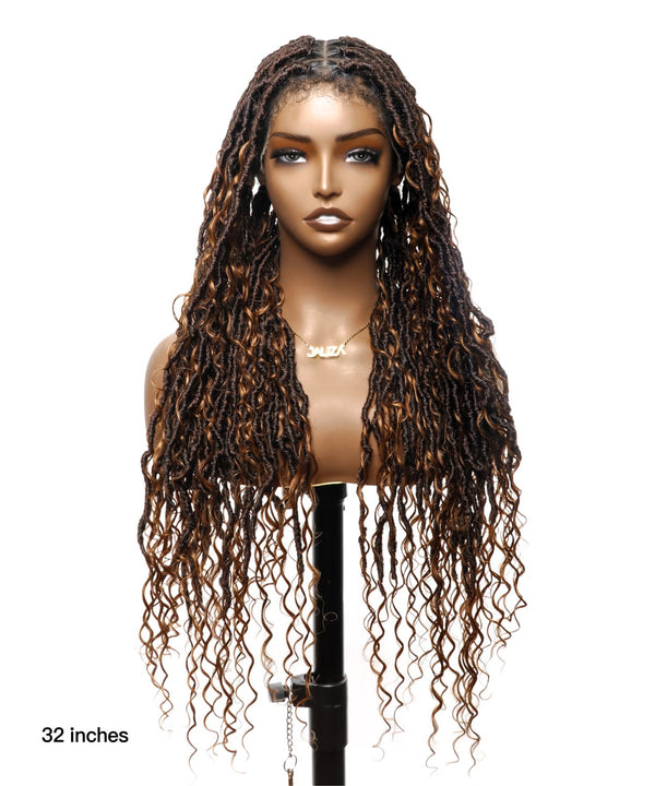 Tangleless Boho Locs Braided Wig HD Lace Human Boho Curls 65 Strands - Human Baby Hair