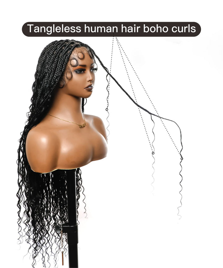 Tangleless 36" HD Lace Knotless Boho Box Braided Wig
