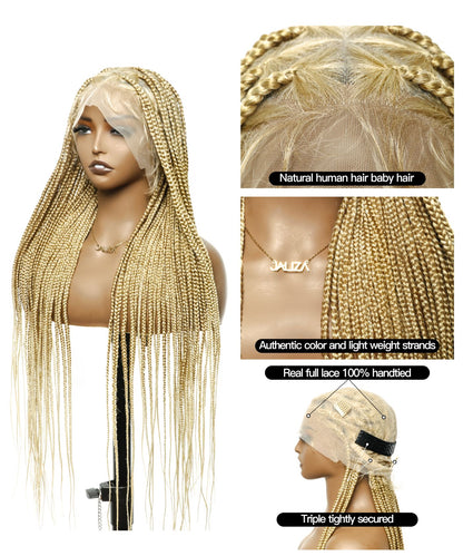 Summer Color #27/613 Knotless Box Braided Wig 65 Strands - Human Baby Hair