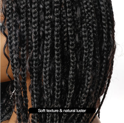 Small & Large Cap Only - 12" & 24" Pre Bleached HD Human Hair Lace Boho Box Braided Wig