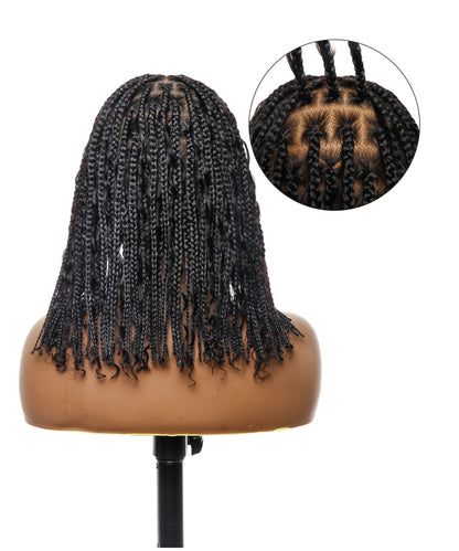 Small & Large Head Size  Exclusive - Pre Bleached Human Hair Lace 12" HD Lace Knotless Boho Box Braided Wig 88 Strands