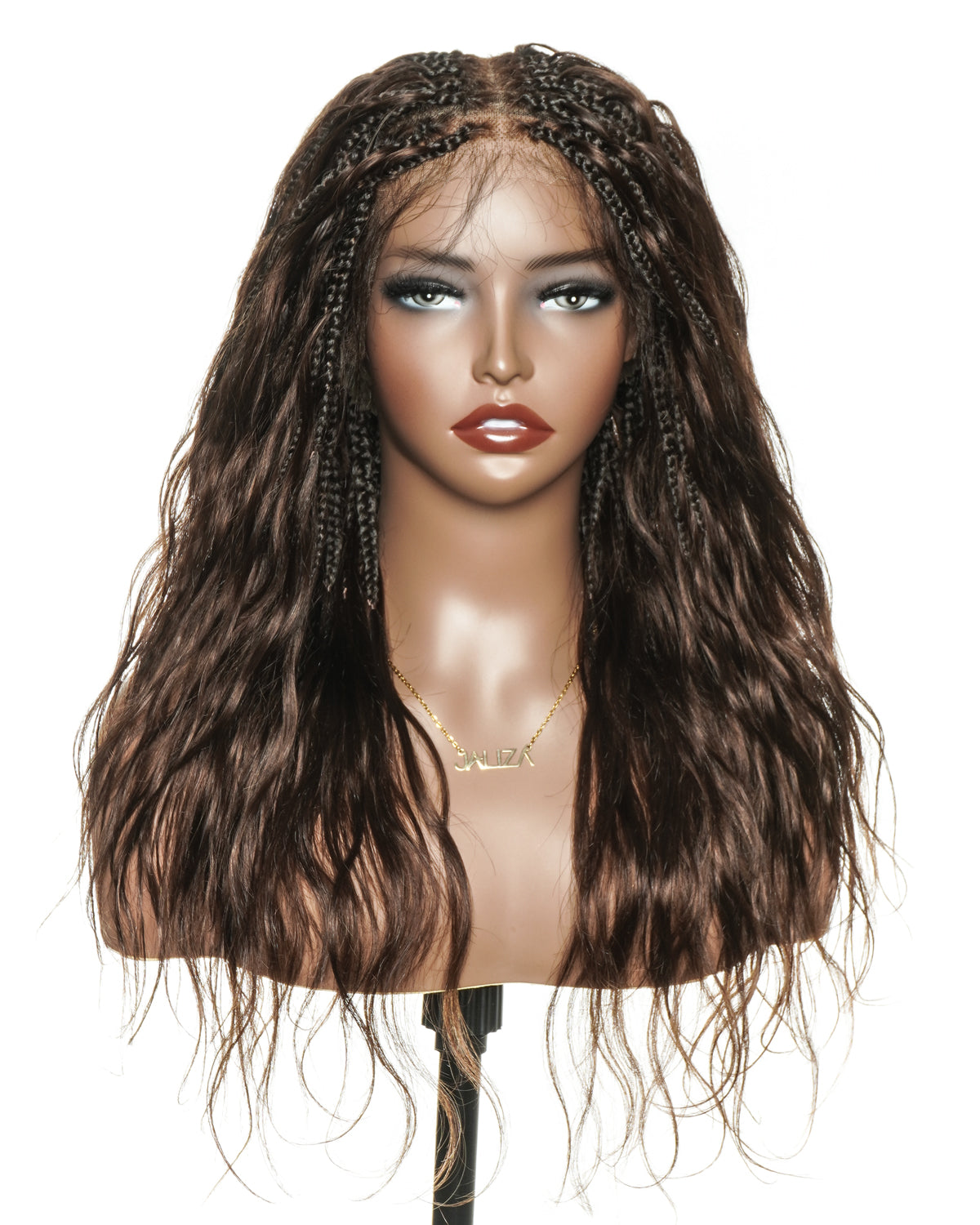 Michelle 16"-26" #4 Human Hair Loose Body Curls Pre Bleached HD Full Lace Braided Wig