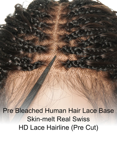 Michelle 16"-26" #4 Human Hair Body Wave Pre Bleached Swiss HD Full Lace Braided Wig