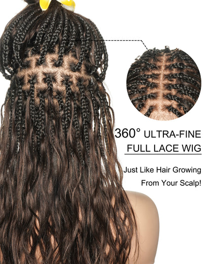 Michelle 16"-26" #4 Human Hair Body Wave Pre Bleached HD Full Lace Braided Wig