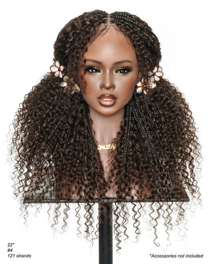 Lulu - Bora Bora Pre Bleached HD Full Lace Human Hair Curly Wave Boho Box Braided Wig