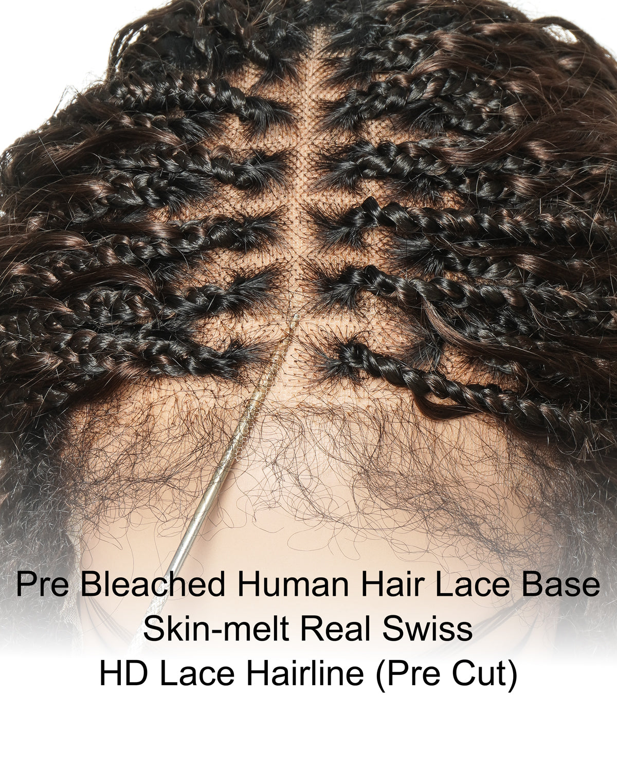 22" Bora Bora Dark Brown #4 Pre Bleached Human Hair Curls HD Full Lace Boho Box Braided Wig