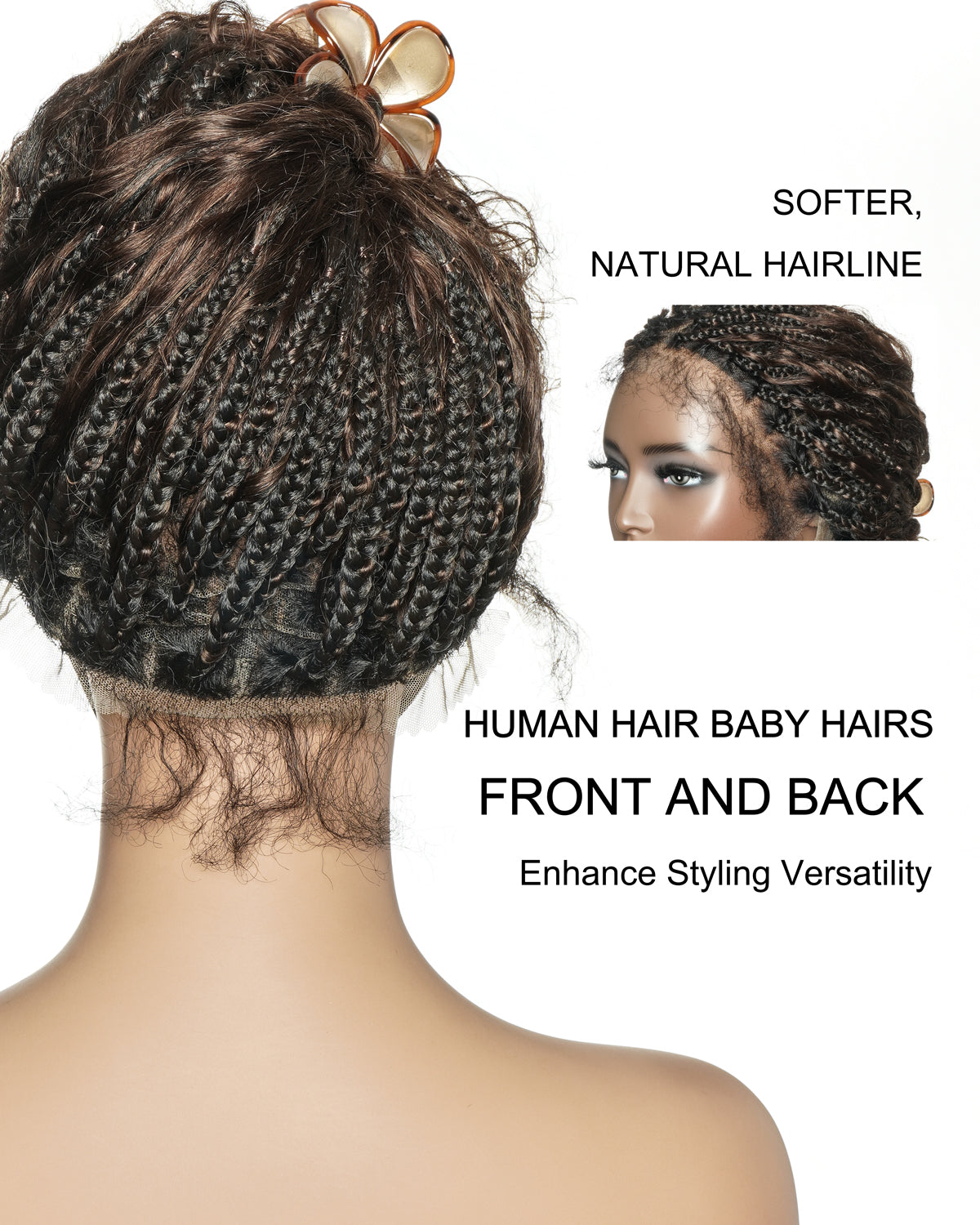 22" Bora Bora Dark Brown #4 Pre Bleached Human Hair Curls HD Full Lace Boho Box Braided Wig