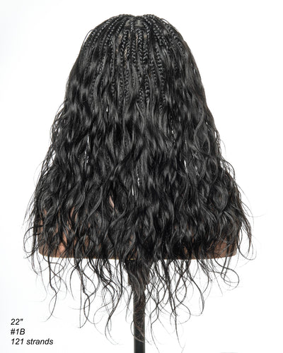 Michelle - Salon-Style Glueless Miracle Braided Wig Pre-Bleached Swiss HD Full Lace Boho Box Braids Bora Bora Human Hair Body Wave Curls