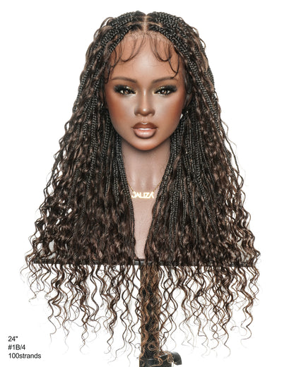 Essential Choice - Human Hair Boho Curls HD Full Lace Knotless Boho Box Braided Wig