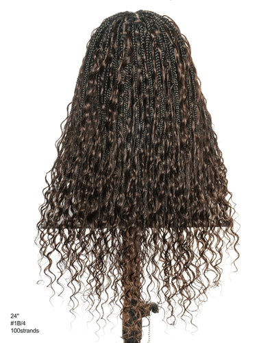 Custom Design Human Hair Deep Wave Boho Braided Wig - 121 Strands