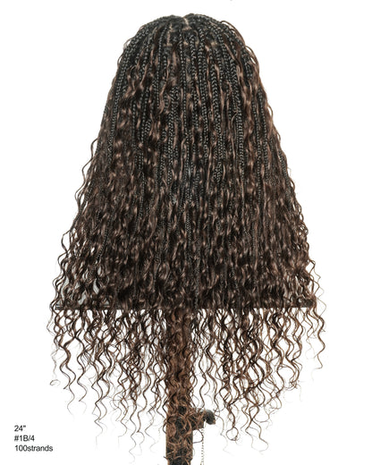 Essential Choice - Human Hair Boho Curls HD Full Lace Knotless Boho Box Braided Wig