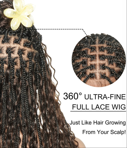 14" Swiss HD Full Lace Boho Box Braided Wig With Drawstring Cap
