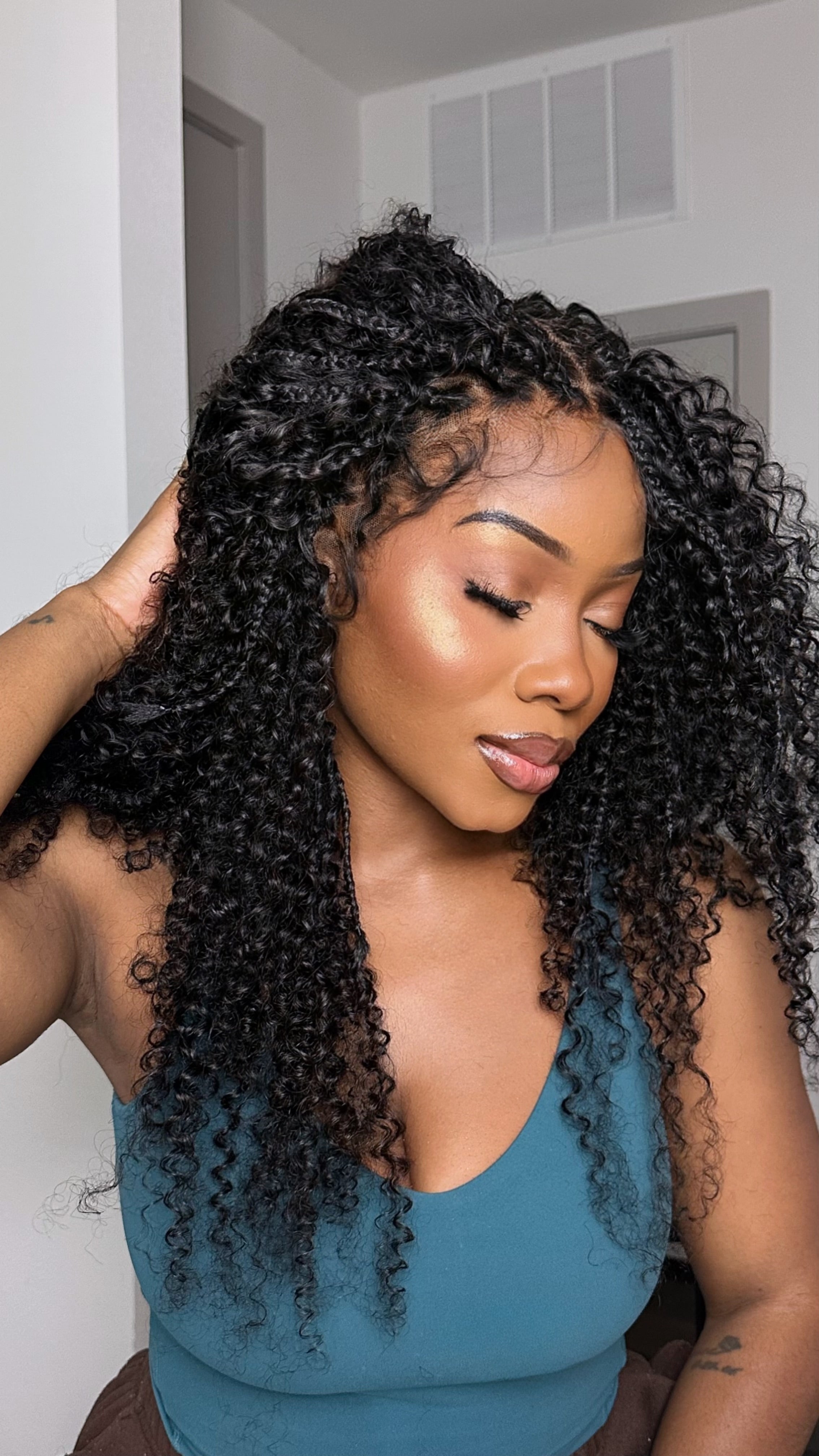 Lulu - Bora Bora Pre Bleached Swiss HD Full Lace Human Hair Curly Wave Boho Box Braided Wig