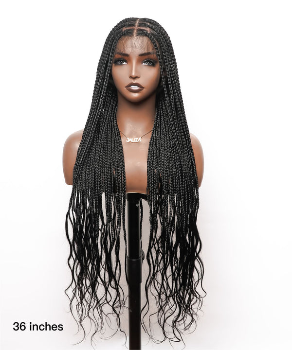 knotless box braids wig with boho curly ends 1