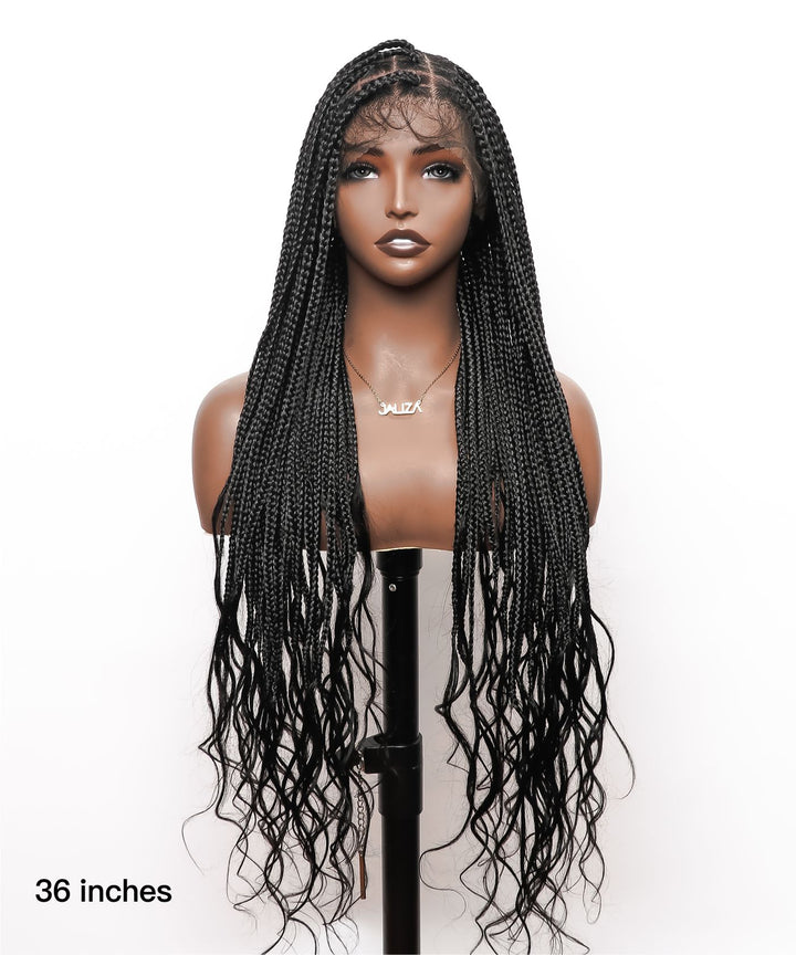 knotless box braids wig with boho curly ends 3