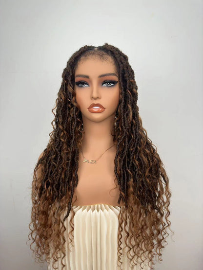 Human Hair Curls HD Full Lace Boho Locs 26" Wig 79 Strand
