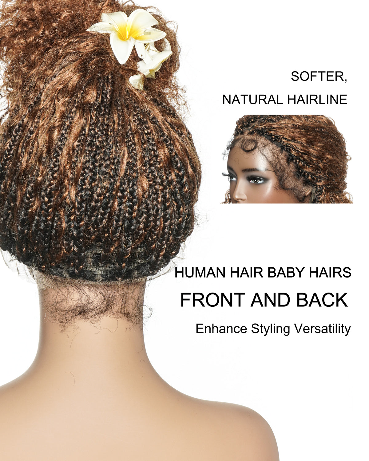Pre Bleached HD Full Lace Human Hair Curly Wave Boho Box Braided Wig