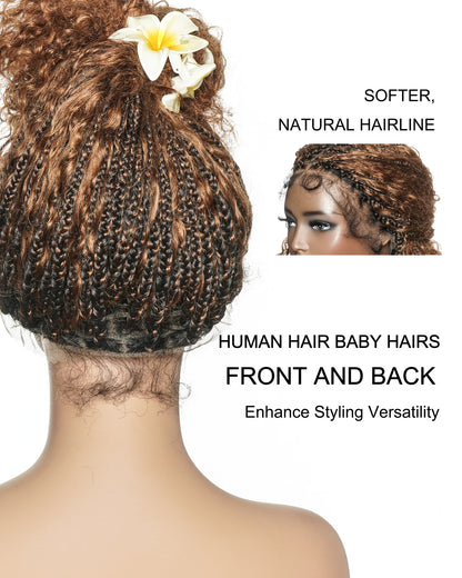 Pre Bleached HD Full Lace Human Hair Curly Wave Boho Box Braided Wig
