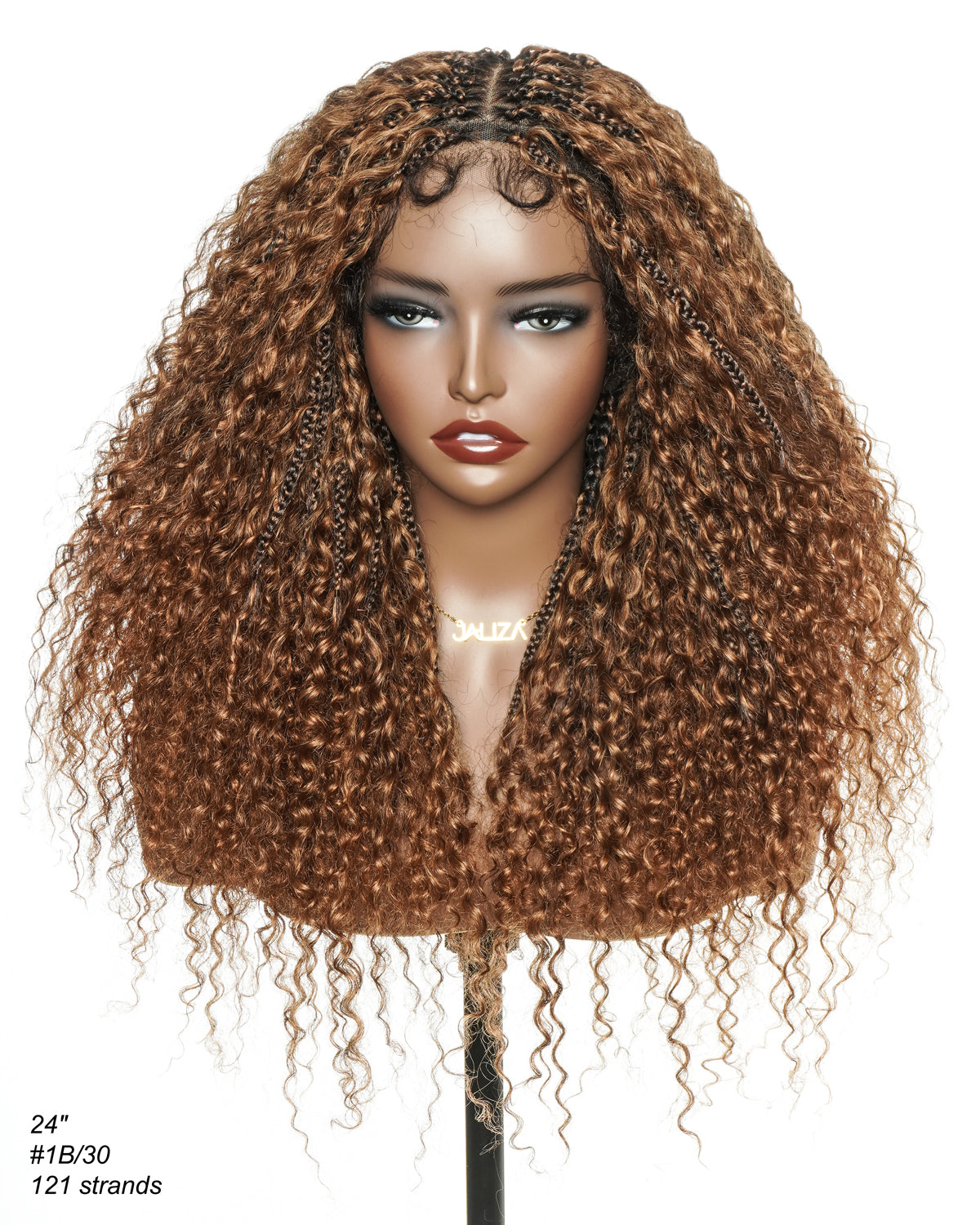 Pre Bleached HD Full Lace Human Hair Curly Wave Boho Box Braided Wig