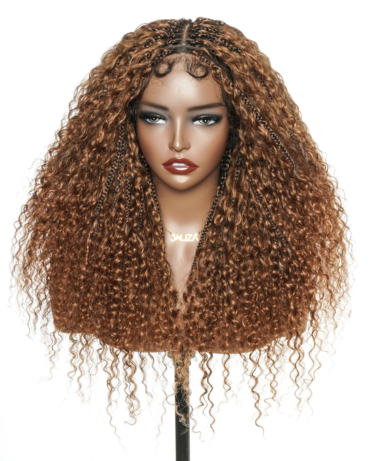 Pre Bleached HD Full Lace Human Hair Curly Wave Boho Box Braided Wig