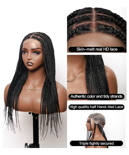 Glueless Knotless Box Braided Wig 24" 5x7 HD Lace 79 Strands - No Baby Hair