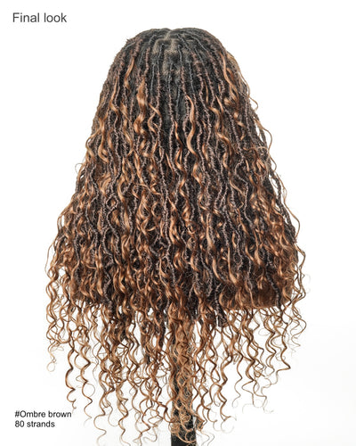 18" Pre Looped Crochet Boho Locs With Human Hair Boho Curls 80 Strands/Pack (5 boho curls)