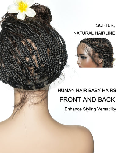 26" Dark Brown #4 Pre Bleached Human Hair Curls Boho Box Braided Wig