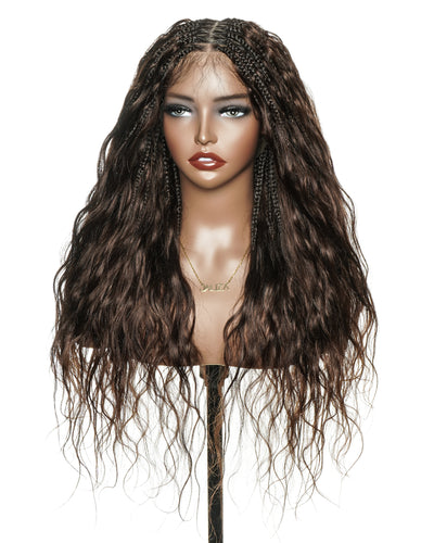 Michelle - 100% Virgin Human Hair HD Pre Bleached Full Lace Bora Bora Body Wave Boho Box Braided Wig