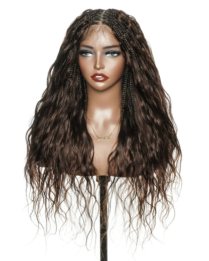 26" 100% Virgin Human Hair HD Full Lace Bora Bora Loose Body Boho Box Braided Wig