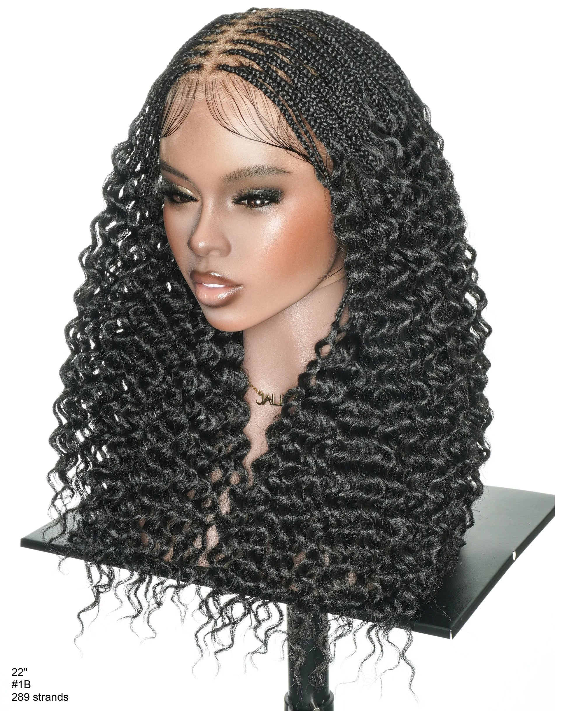 289 Strands Micro Box Pre Bleached Full Lace Braided Wig With Curly Ends (Synthetic Fiber)