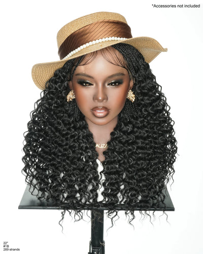 289 Strands Micro Box Pre Bleached Full Lace Braided Wig With Curly Ends (Synthetic Fiber)