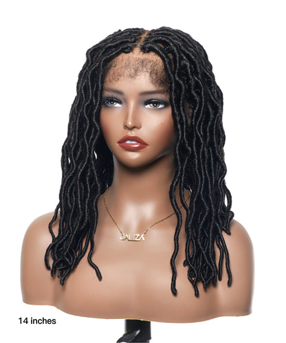 14“ Pre Bleached Human Hair HD Full Lace Locs Braided Wig 80 Strands