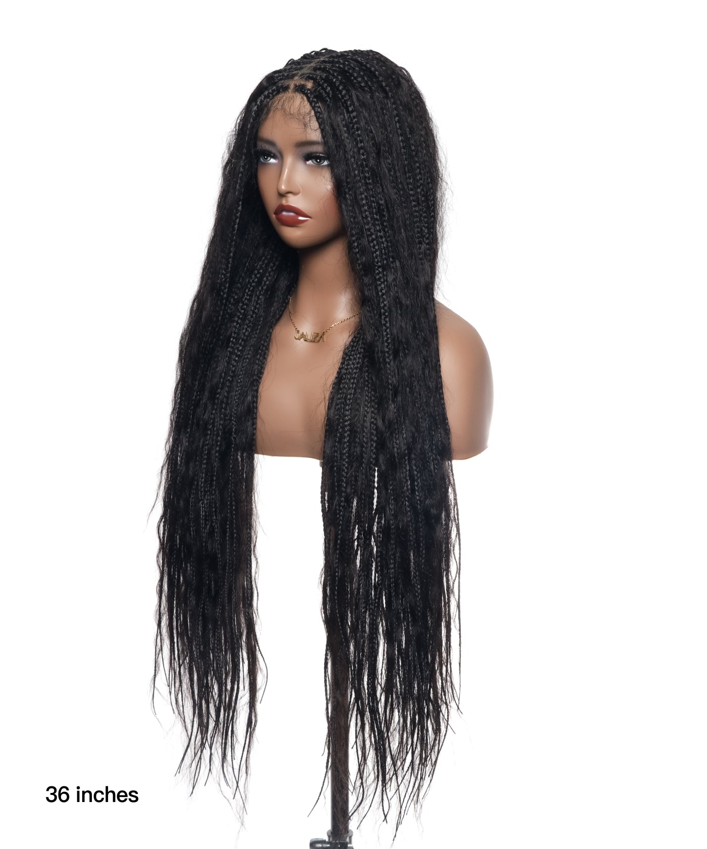 36" Wet & Wavy Human Hair Boho Curls HD Lace Tangleless Super High Density Knotless Boho Box Braided Wig