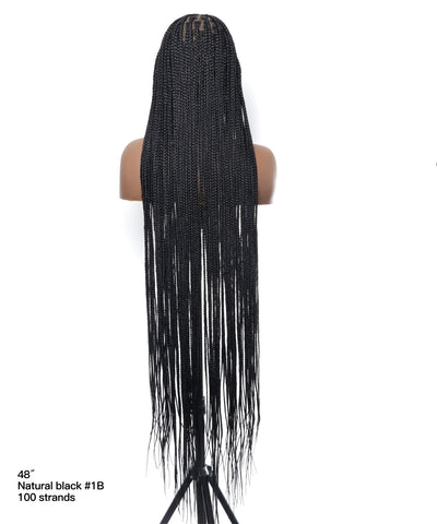 48" Lightweight Knotless HD Full Lace Box Braided Wig