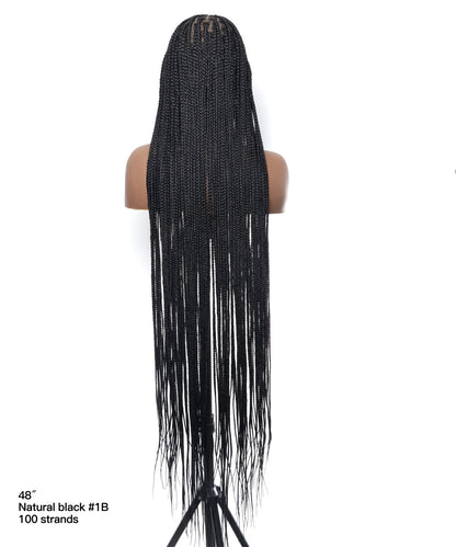 48" Lightweight Knotless HD Full Lace Box Braided Wig