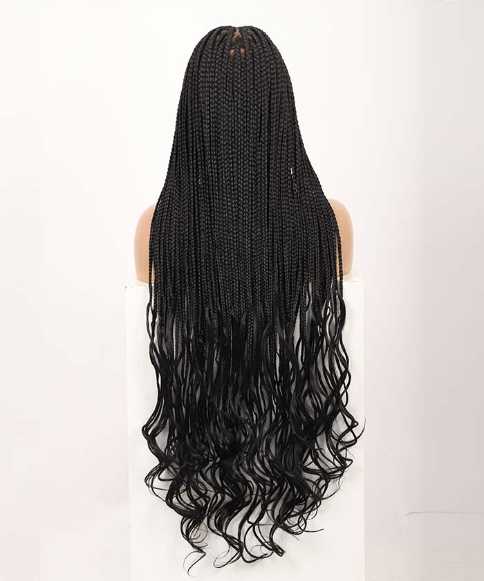 36" Small Triangle Knotless Box Braids with Curly Ends 2