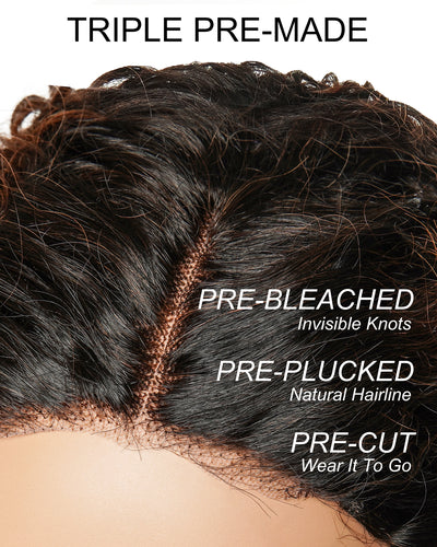 Bobrina 14" 100% Virgin Human Hair Deep Wave Bob Glueless Pre Cut Pre Bleached HD Lace Wear to Go (for US Market Only)