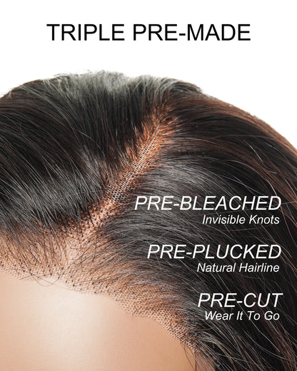 100% Virgin Human Hair Glueless HD lace Deep Wave Wig - Pre Cut Pre Bleached Pre Plucked Wear to Go