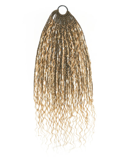 30" Pre Looped Human Hair Crochet Boho Braids 90 Strands (6 Boho Curls)