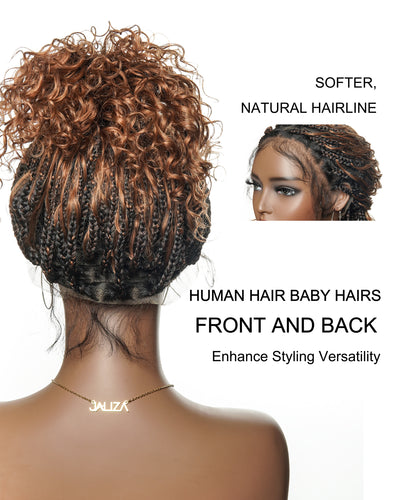 Custom Design Human Hair Deep Wave Boho Braided Wig - 121 Strands