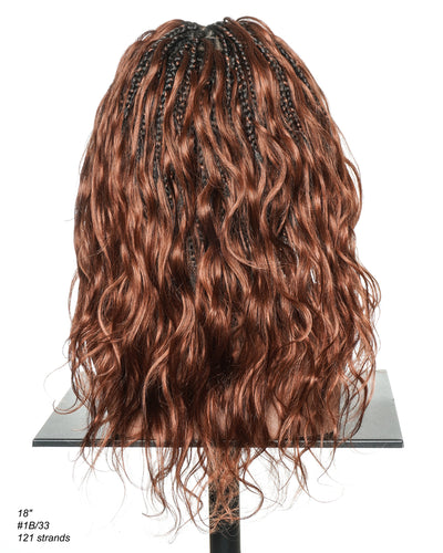 Michelle - Salon-Style Glueless Miracle Braided Wig Pre-Bleached Swiss HD Full Lace Boho Box Braids Bora Bora Human Hair Body Wave Curls