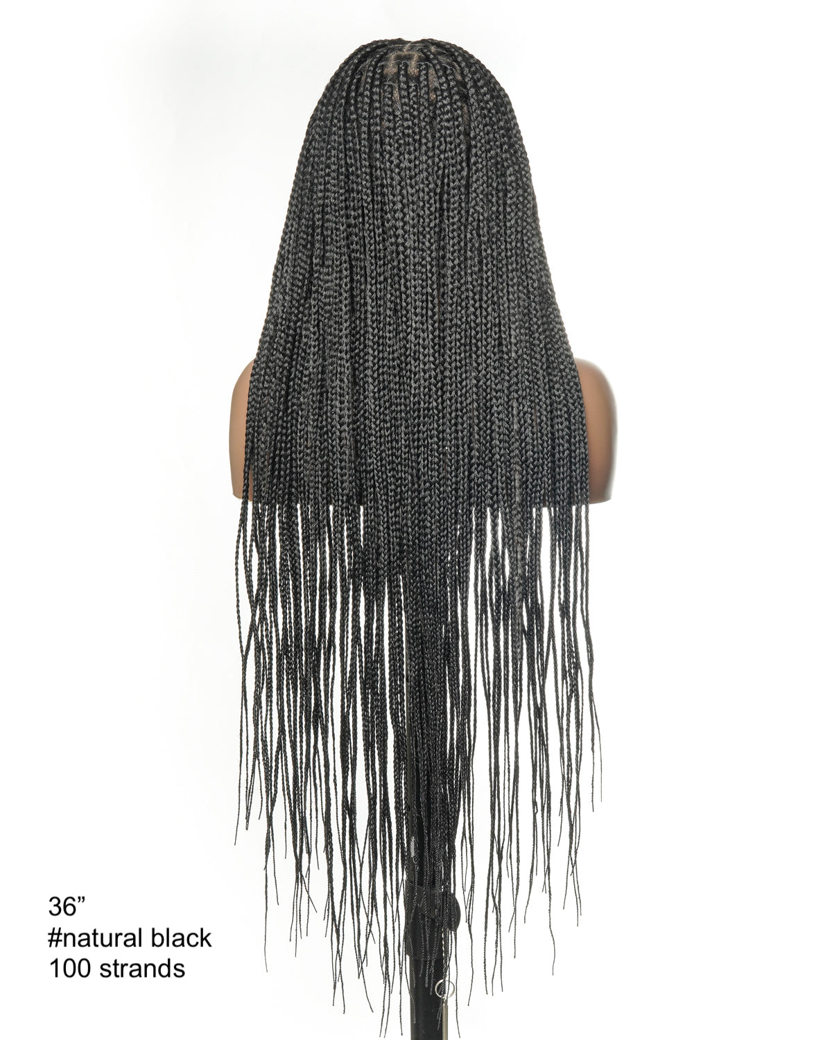 36" Pre Bleached Human Hair Swiss HD Lace Lightweight Knotless Box Braided Wig 100 Strands