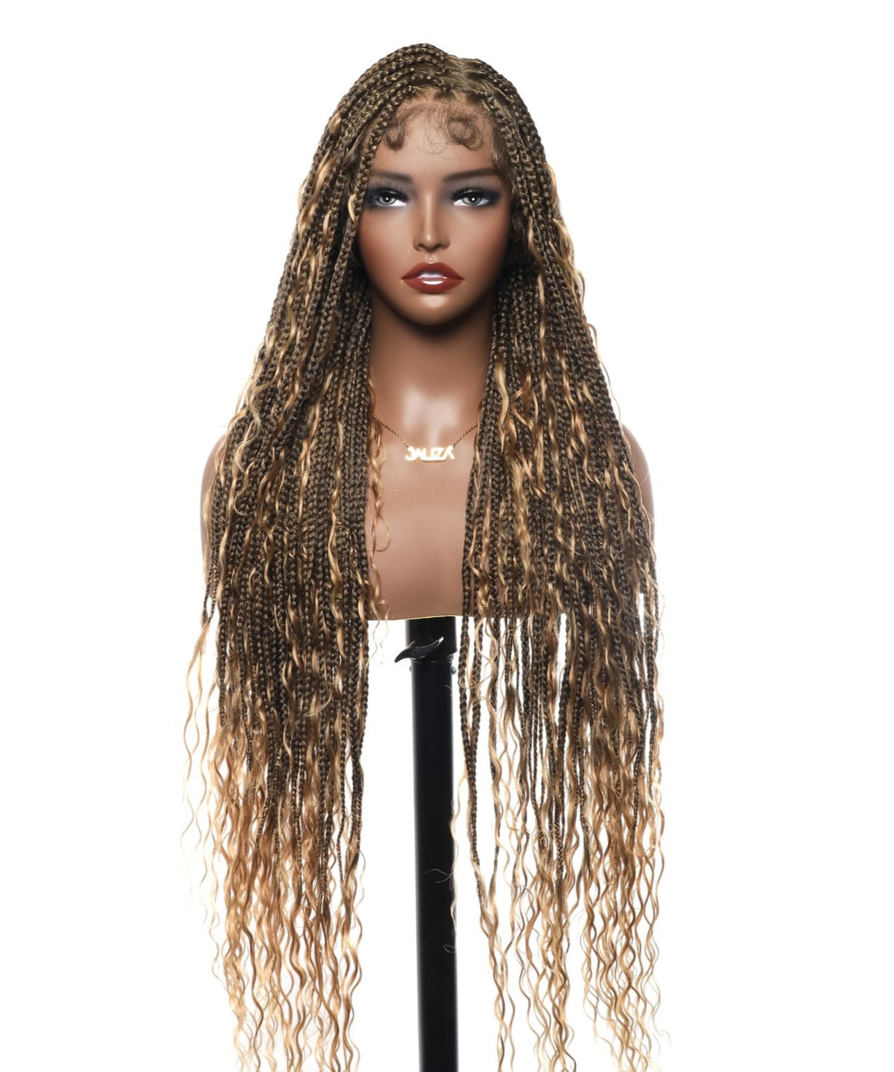 30 Inch HD Full Lace Human Hair Boho Box Braided Wig