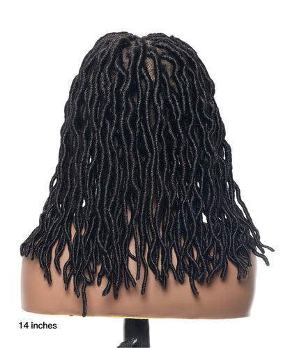 14“ Pre Bleached Human Hair HD Full Lace Locs Braided Wig 80 Strands