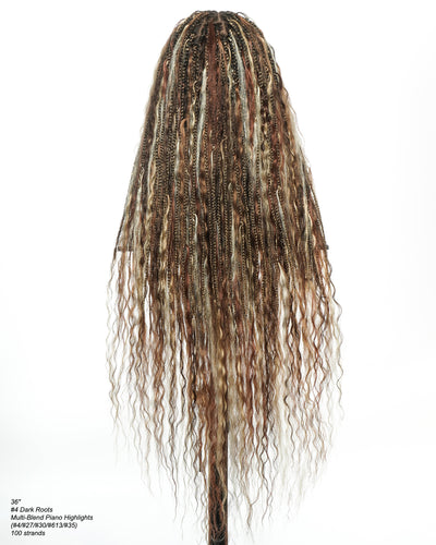 36" Balayage Color 4-27-30-613-35 Wet & Wavy Boho Box Braided Wig