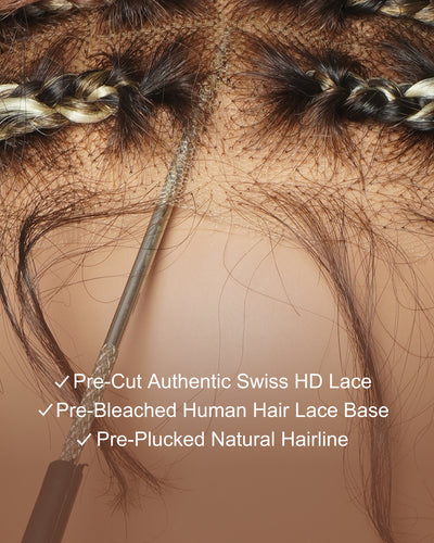 36" Balayage Color 4-27-30-613-35 Wet & Wavy Boho Box Braided Wig