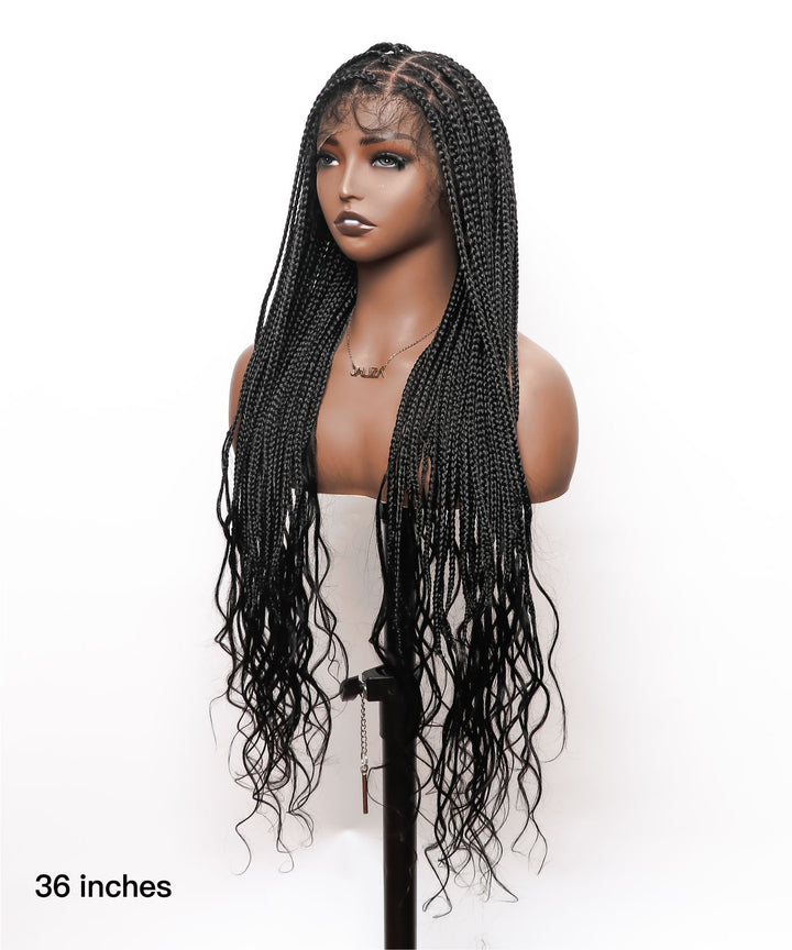knotless box braids wig with boho curly ends2