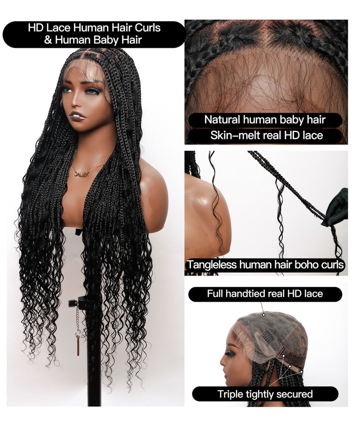 medium knotless boho box braids wig 11